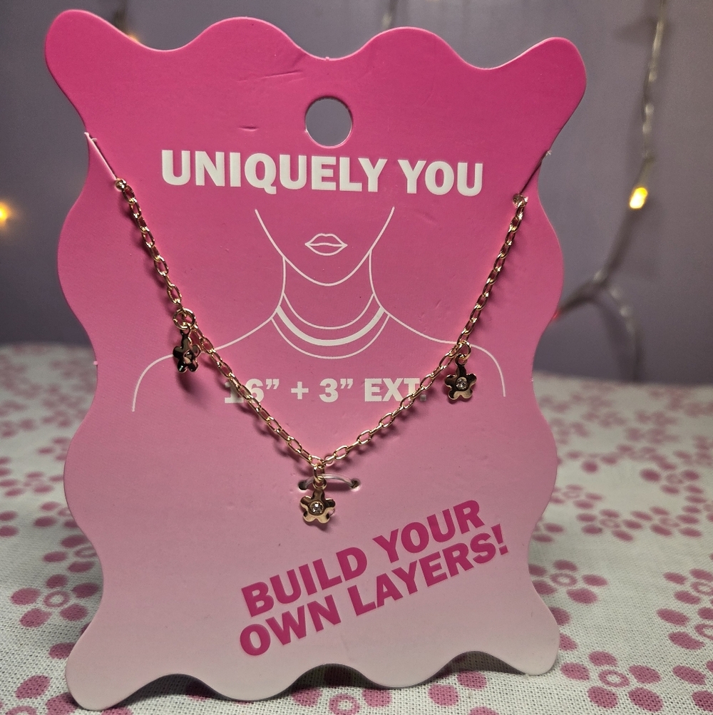 Dainty Gold Chain Necklace with Flower Charms